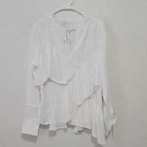 No 21 White Women's Blouse with Ruffle Detail 36